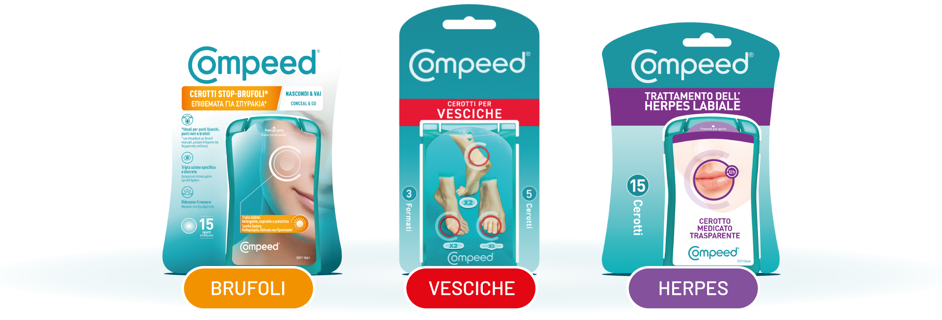 Confezioni Compeed - Cerotti stop brufoli, cerotti per vesciche, trattamento dell'herpes labiale